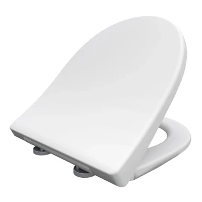 Image of BEMIS Click&amp;Clean® D Shape Soft Close Toilet Seat. Top Fix Seat, with Quick Release Click &amp; Clean Technology. White Seat Steel Hinges, Universal,