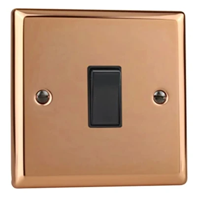 Image of Varilight 1 Gang 10A Intermediate Rocker Switch Polished Copper