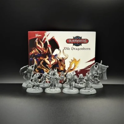 Image of Titan Forge Bloodfields Vile Dragonborns Army Pack Dedicated for Fantasy Tabletop Skirmish Wargame Set of 10 Miniatures 32 mm Scale Age 14+