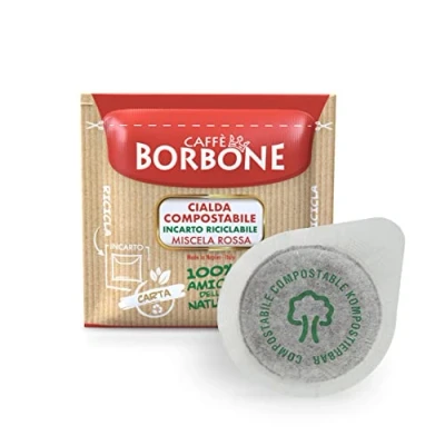 Image of Caffè Borbone Compostable Pod, Red Coffee Blend 100 Pads Compatible with ESE System Paper 44 mm