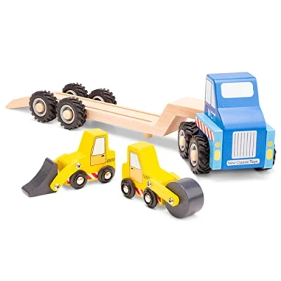 Image of New Classic Toys 11961 Car Transporter with 2 Construction Vehicles
