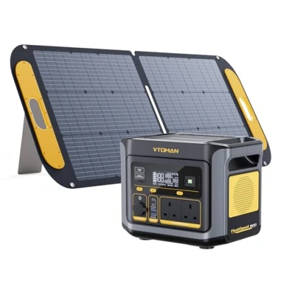 Image of VTOMAN FlashSpeed 600 Portable Power Station with 110W Solar Panel 499Wh/600W(1200W Peak) Generator LiFePO4 Battery, 100W USB C, 60 Min Fast Charging 0 80% for Camping, Fishing, RVs