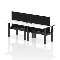 Image of Air B2B 1200x600mm Adjustable 4P Bench Desk CP White/Black + Screen