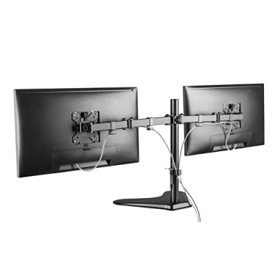 Image of ProperAV Desk Monitor Mount Dual Swing Arm Free Standing Base 17&#039;&#039; 19&quot; 21&quot; 22&quot; 23&quot; 24&quot; 27&quot; 32&#039;&#039; VESA Max 100x100 Height 420mm