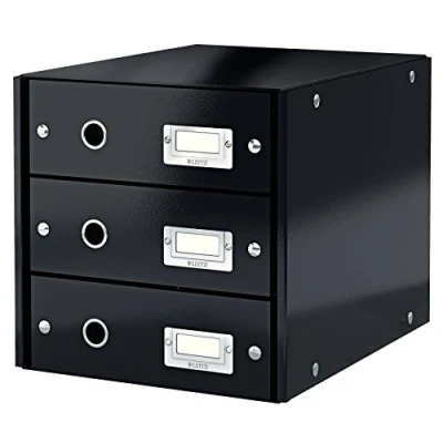 Image of Leitz Drawer Cabinet, 3 Drawers, A4, Click and Store Range 60480095 Black