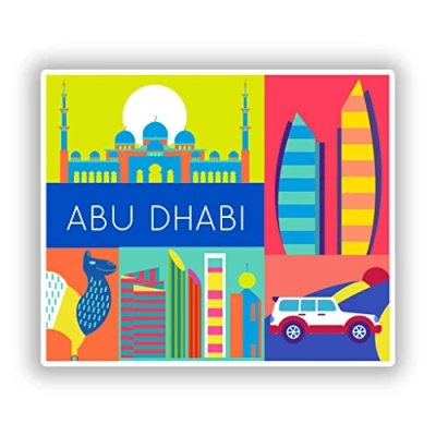 Image of 2 x 10cm/100mm Abu Dhabi Vinyl Stickers Travel Luggage #10679
