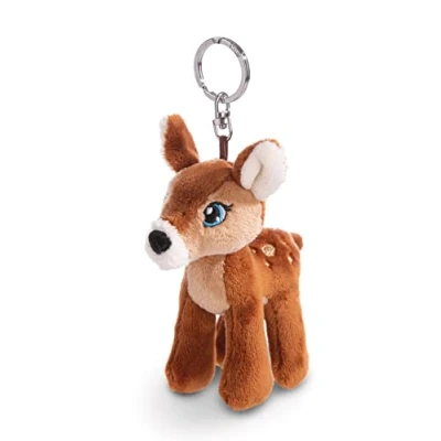 Image of NICI 49200 Reh Keyholder Fawn Mala Magic 10cm Brown Sustainable Companion Cuddly Animal Pendant Lanyard, Ring &amp; Key Holder