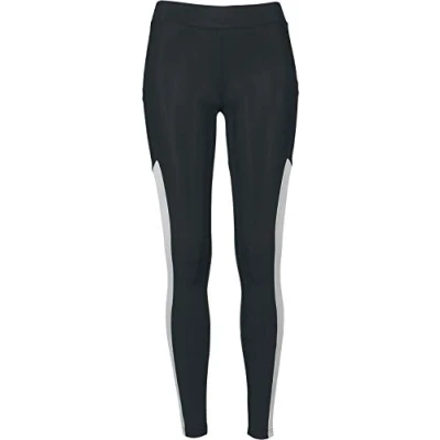 Image of Urban Classics Women&#039;s Ladies Tech Mesh Striped Pocket Leggings , (Blk/Wht 00050), XS