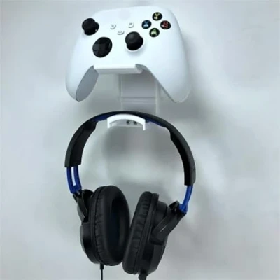 Image of Xbox Controller Wall Mount &amp; Headphone Holder Hanger Bracket For Series X / S One Remote White