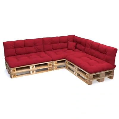 Image of POKAR Euro Pallet Quilted Pillow Set of 8: Seat Cushion 120 x 80cm + Back 40cm, Garden Pillows Sofa, Patio, Without Pallets, Violet
