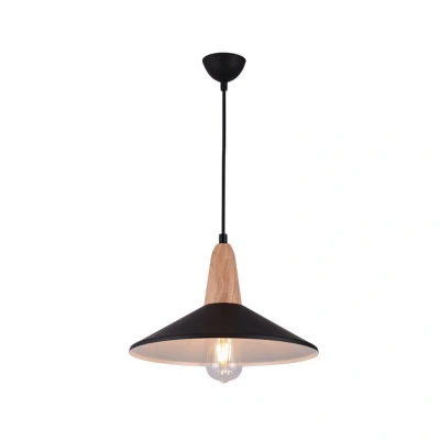 Image of Razgrad Dome Ceiling Pendant Light 1x E27 Black Wood