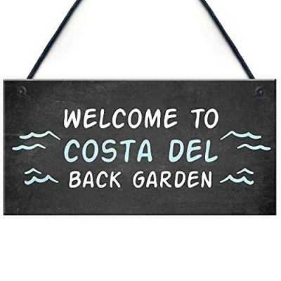 Image of RED OCEAN Funny Back Garden Sign Novelty Hanging Shed Plaques Home Decor Signs