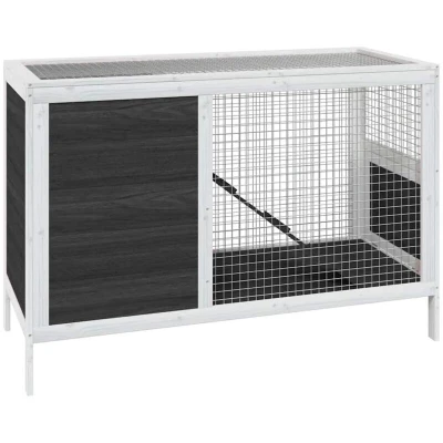 Image of vidaXL Rabbit Hutch Grey 103x44x69.5 cm Solid Wood Pine