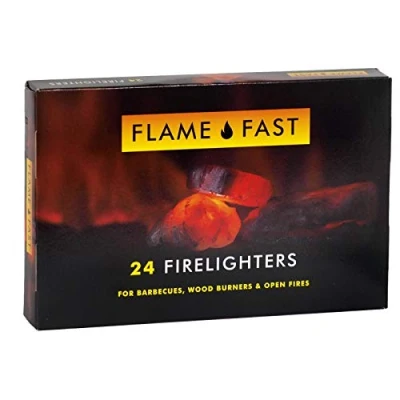 Image of Flamefast Firelighters Starter Blocks, Quick Start, Eco Barbecue, Wood Burner, Open Fire 1 Pack of 24