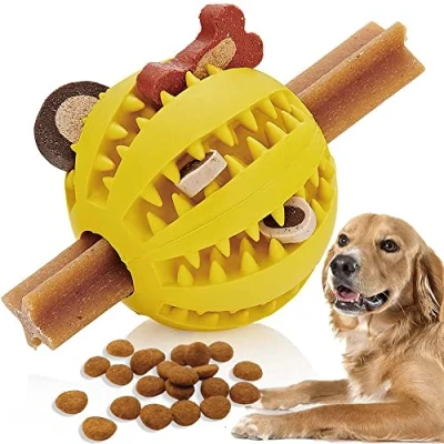 Image of Speedy Panther Dog Treat Dispenser Ball Toy Interactive Toys for Boredom Teeth Cleaning Chew Rubber (7cm, Yellow)