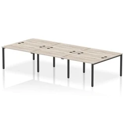 Image of Impulse Bench B2B 6 Person 1200 Black Frame Office Desk Grey Oak