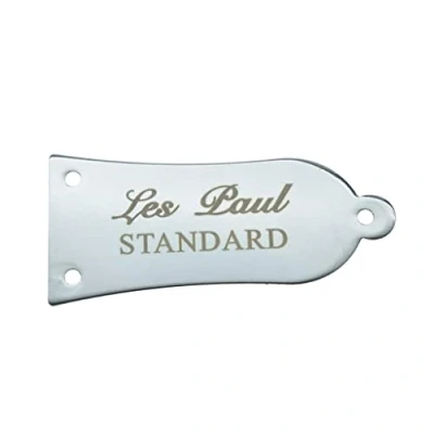 Image of 3 Hole 1 Ply Metal Guitar Truss Rod Cover with White Letters STANDARD Printed Iron for Epiphone Les Paul LP/SG/ES Chrome