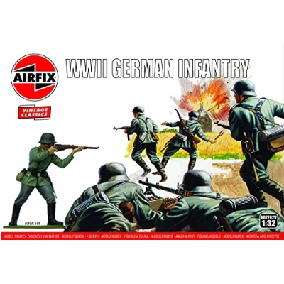 Image of Airfix Model Figures Set A02702V WWII German Infantry Building Kit Accessories, Plastic Kits for Adults &amp; Children 8+, Includes 14 Unpainted Accessory Dioramas