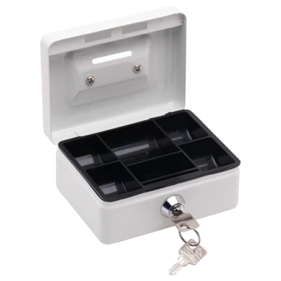 Image of Burg Wächter lockable cash box with key, slot and coin insert, small, sheet steel, Money 5012, white