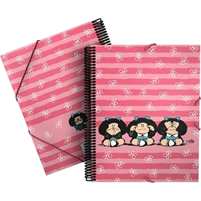 Image of Unbekannt Grafoplás Mafalda Christmas Collection 39822457 30 Pockets A4 Spiral Bound Polypropylene Cover Emblem Closure with Transparent Envelope