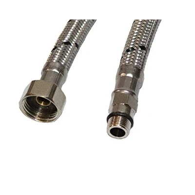 Image of Aumix x2 (Pair) M12 (12mm) x ½ inch BSP 9mm 300mm Bore Flexible Braided Pipe Kitchen Basin Monobloc Mixer Tap Connector Hose WRAS Approved