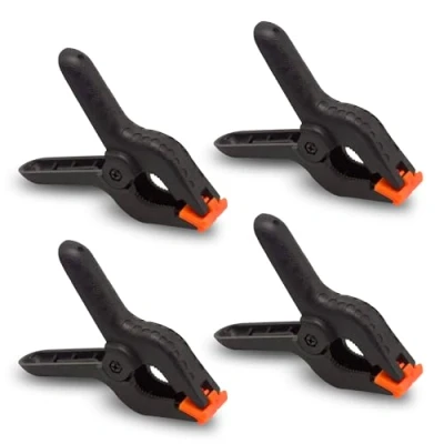 Image of G4GADGET Pack of 4X 3.5 Inch Plastic Spring Clamps Heavy Duty Quick Grip Clips for Woodwork, Crafts, Photo Studio, Muslin Backgrounds, and DIY Projects