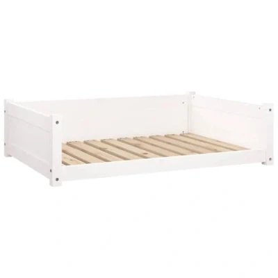 Image of vidaXL Solid Pine Wood Dog Bed Minimalist Design, Spacious and Comfortable, Easy Assembly, White