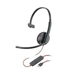 Image of HP Poly Blackwire 3210 Mono USB C Headset with to A Adapter