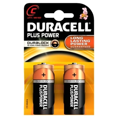 Image of 3140 Duracell MN1400, Plus Power Alkaline C Batteries LR14, 1.5 V, Pack of 2).