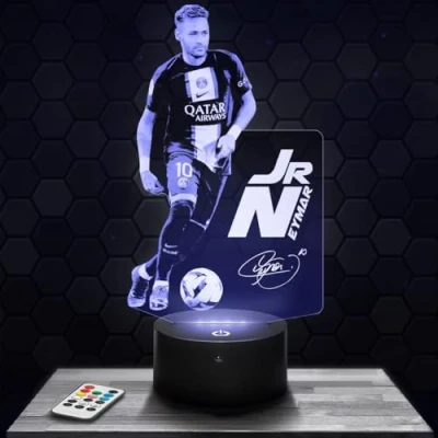 Image of Bedside lamp JR Neymar 2022 Night Light 3D LED Illusion Lamp, Christmas Birthday Gift idea for Boys and Girls Children&#039;s or Adult Bedroom TOP