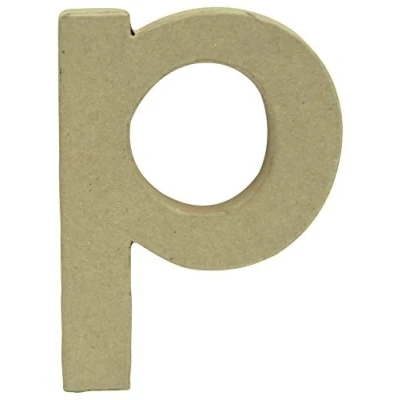 Image of Décopatch Ref AC828C Papier Maché Alphabet Lowercase Letter &quot;P&quot; Fun to Decorate Using Papers, Glue &amp; Varnish, 8 x 8.2 2.4cm Brown