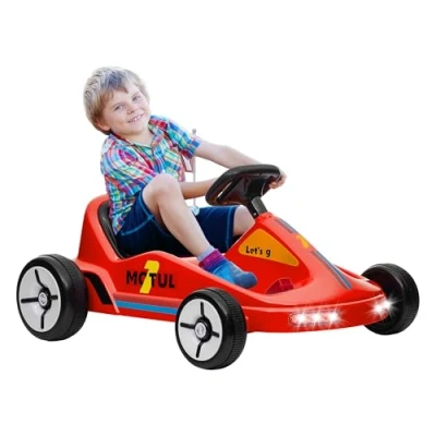 Image of AIYAPLAY Electric Go Kart, 6V Battery Powerd Kids Kart with Music, Light, Horn, Ride on Car for 3 5 Years, Red