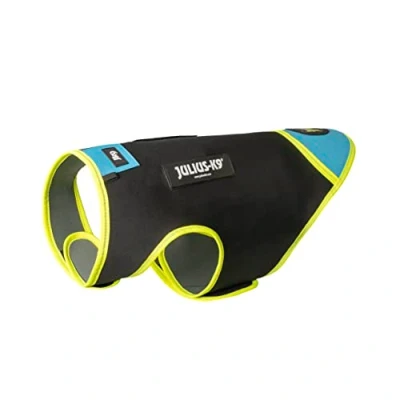Image of Julius K9 IDC Neoprene Dog Jacket, Size: M, Black and Aquamarine