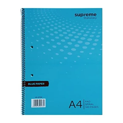 Image of A4 Blue Pad 8mm Ruled Margin 70 Sheets 140 Pages 80gsm Paper Spiral Pack of 2