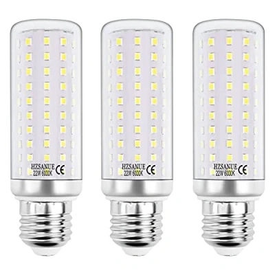 Image of HZSANUE E27 LED Corn Bulbs 22W,Edison Screw Bulbs,2500Lm, 6000K Daylight White,180W Incandescent Equivalent,Non Dimmable,Pack of 3