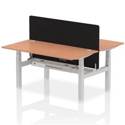 Image of Air B2B 1600x800mm Adjustable 2P Bench Desk CP Beech/Silver + Screen