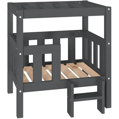 Image of vidaXL Dog Bed Grey 65.5x43x70 cm Solid Wood Pine