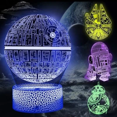 Image of CENOVE 3D Illusion Lamp, LED Night Lights with 16 Color Changes and Remote Control, Christmas Birthday Gifts for Kids Boys Men Fans