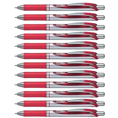 Image of Pentel EnerGel XM BL77 Retractable Liquid Gel Ink Pen 0.7mm 54% Recycled Red Box of 12