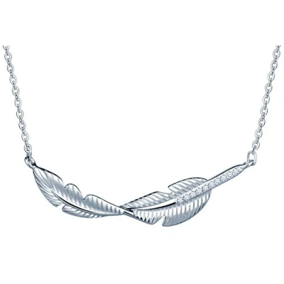 Image of Infinite U Fashion Feather 925 Sterling Silver Cubic Zirconia Pendant Necklace Necklet for Women/Girls,