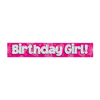 Image of 9ft Banner Birthday Girl Pink Holographic