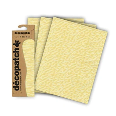 Image of Décopatch Ref C838C Yellow Cloud Pattern Paper Pack Each Sheet 30 x 40cm, of 3 Sheets Best Used With Décopach Glue &amp; Varnish,