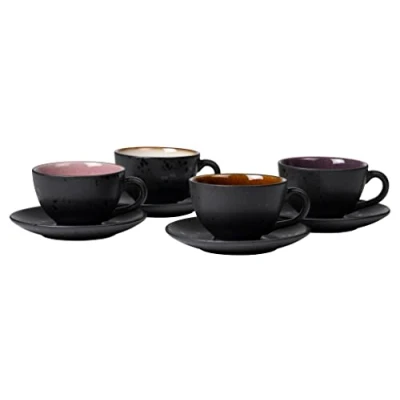 Image of Bitz Cup and Saucer Gastro Black/multi Pink 240 ml 4 Pieces