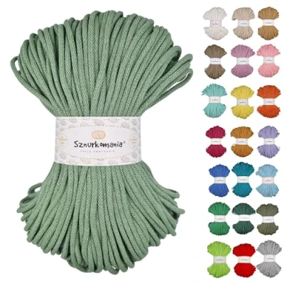 Image of Braided Cotton Cord 5 mm 100 m, 46 Colours, Crochet Cord, Macrame Yarn, Premium Rope, Sznurkomania (Jeans)