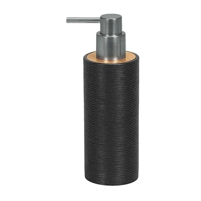 Image of Kleine Wolke Kyoto Soap Dispenser, Bamboo, Black, 6.5 x 19 2 cm