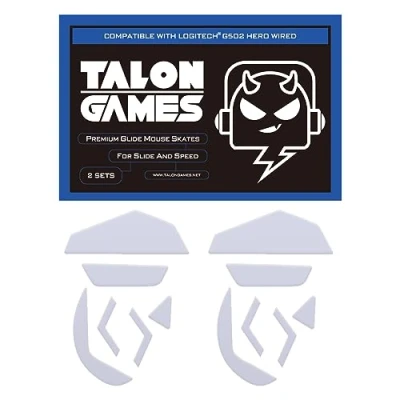 Image of 2Sets of TALONGAMES Rounded Curved Edges Mouse Feet Skates Compatible with Logitech G502 Wired Gaming Replacement, 0.8mm, Pure PTFE Material Super Smooth Glide Pads