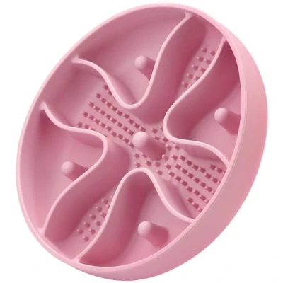 Image of Slow Feeder Dog Bowl,Doweiss Soft Rubber Silicon Eating Bowls Non Slip Puzzle Healthy Bowl for Pets (Pink)