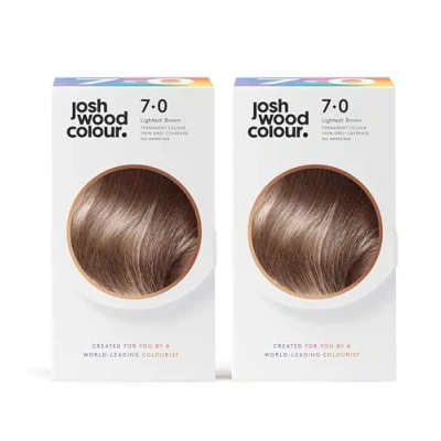 Image of Josh Wood Colour Permanent 7.0 (Lightest Brown) Celebrity approved, ammonia free, Leaves hair super shiny and hydrated with 100% grey coverage, Natural looking, Vegan Pack of 2