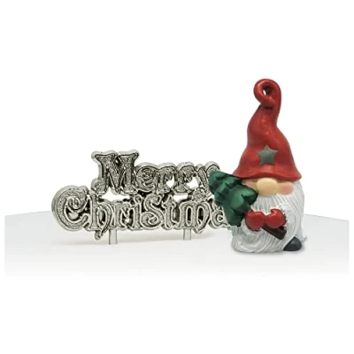 Image of Anniversary House Christmas Gonk Resin Cake Topper &amp; Silver Motto
