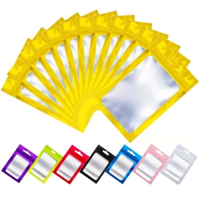 Image of Rimiko 100pcs Small Mylar Ziplock Bags with Clear Window, Aluminum Foil Sample Bags, Resealable Pouch for Packaging and Food Storage (Golden, 3.1&quot;x5.1&quot;)